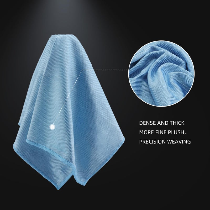 SPTA Ultra Fine Microfiber Cloths for Glass, 12 Pack Microfiber Glass Cleaning Cloth, 16 InchX16 Inch, 300GSM, Lint Free Quickly Clean Window, Glasses, Windshields, Mirrors, and Stainless Steel, Blue - Image 5
