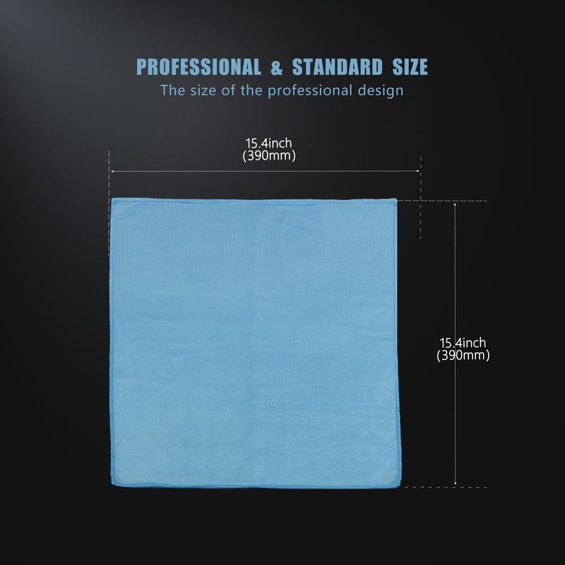 SPTA Ultra Fine Microfiber Cloths for Glass, 12 Pack Microfiber Glass Cleaning Cloth, 16 InchX16 Inch, 300GSM, Lint Free Quickly Clean Window, Glasses, Windshields, Mirrors, and Stainless Steel, Blue - Image 4