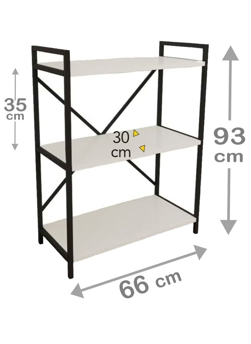 AGD - Coffee Corner Table for Display and Storage, 3 Shelf Wood Side Table with Metal Frame Meets All Your Needs - White/Black - Image 1