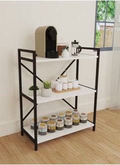 AGD Coffee Corner Table for Display and Storage, 3 Shelf Wood Side Table with Metal Frame Meets All Your Needs - White/Black  - Image 4