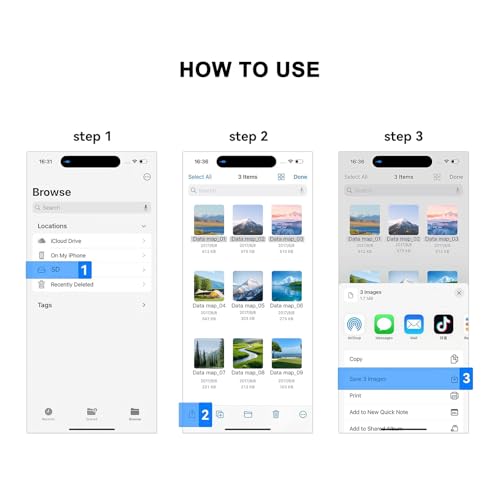 Tobfit SD/TF Card Reader for iPhone 16 15 Pro Max Plus, USB C to SD/TF Memory Card Reader for Samsung Galaxy S25/S24/S23, Android, Camera, PC, Laptop (SD TF to USB C) - Image 4