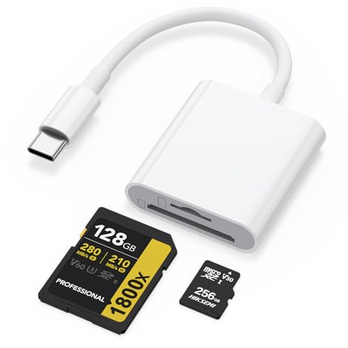 Tobfit SD/TF Card Reader for iPhone 16 15 Pro Max Plus, USB C to SD/TF Memory Card Reader for Samsung Galaxy S25/S24/S23, Android, Camera, PC, Laptop (SD TF to USB C) - Image 1