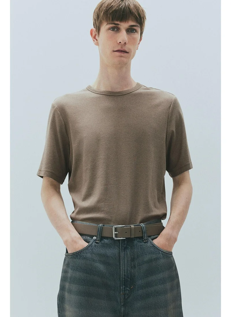 اتش اند ام Slim Fit Ribbed T-shirt