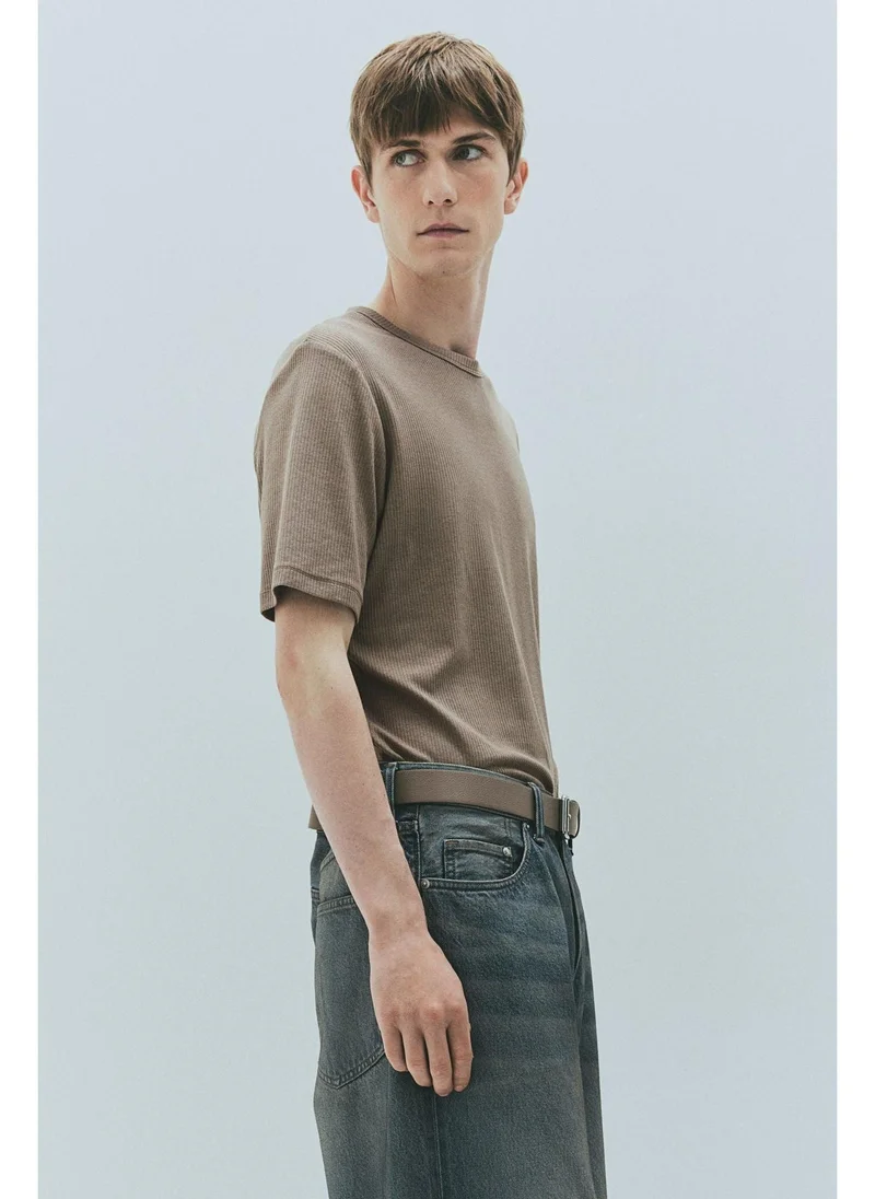 H&M Slim Fit Ribbed T-shirt