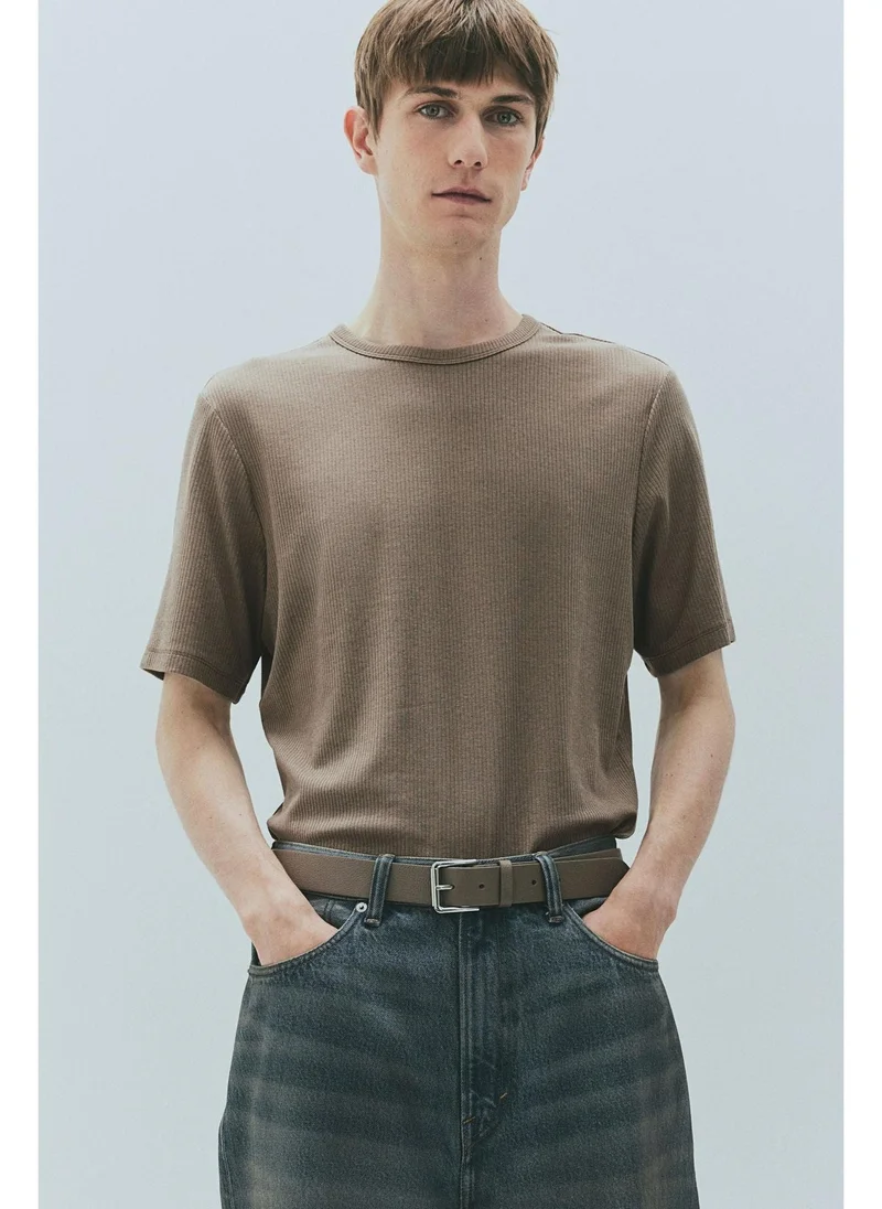 H&M Slim Fit Ribbed T-shirt