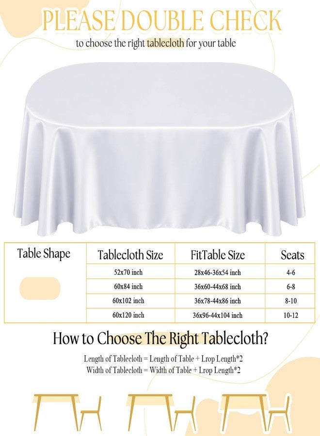 Entisn Oval Tablecloth 60 x 84 Inch, Made of White Satin Fabric, Suitable for 6-8 Seats, Wrinkle-Resistant and Easy-Clean Design Table Decoration for Wedding, Banquet, Kitchen, Indoor and Outdoor - Image 2