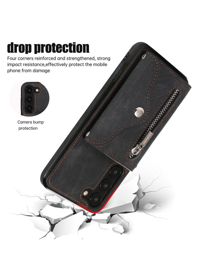 اس-توب جراب لهاتف Samsung Galaxy S21 FE 5G مزود بسحّاب وفتحات لبطاقات RFID مع حبل قصير - Image 3