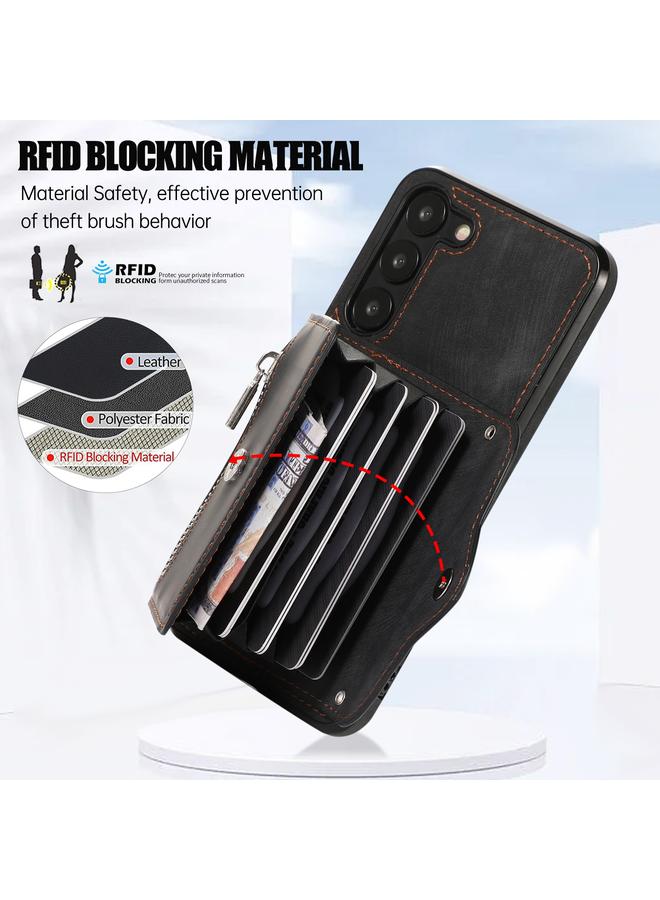 اس-توب جراب لهاتف Samsung Galaxy S21 FE 5G مزود بسحّاب وفتحات لبطاقات RFID مع حبل قصير - Image 5