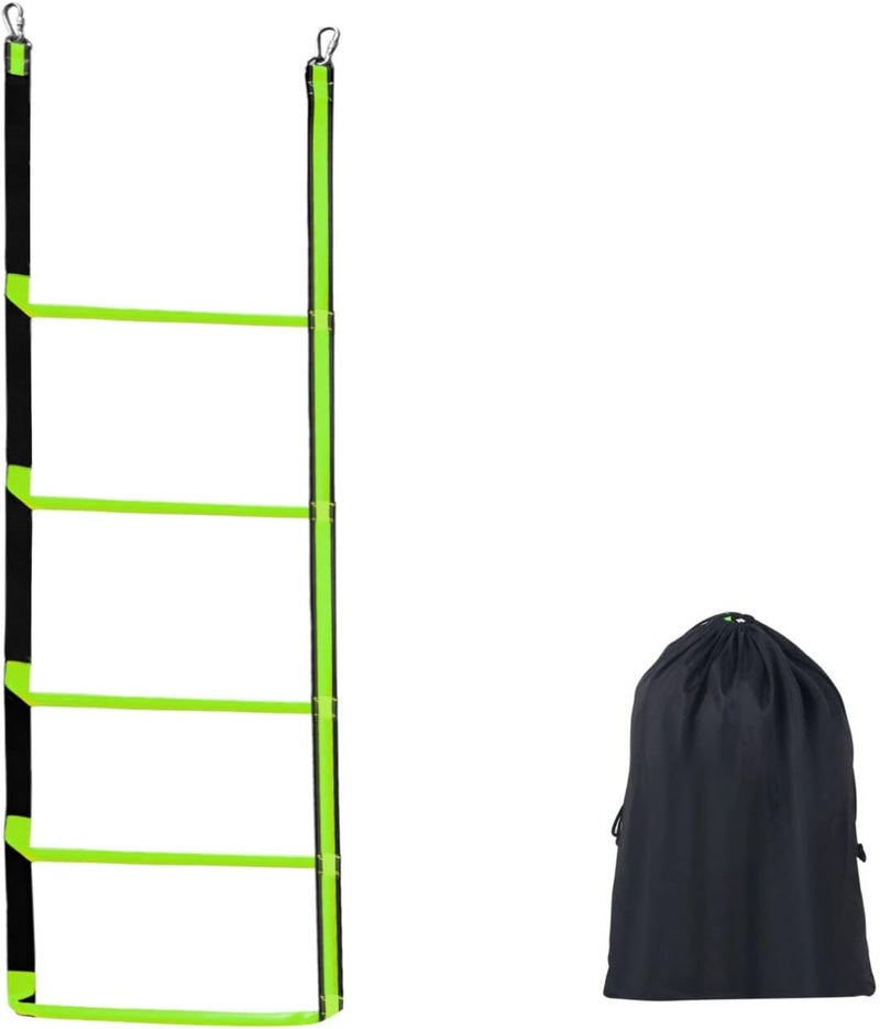 ORLANG سلم حبل القارب 5 خطوات، سلم حبل بحري للخدمة الشاقة، سلم حبل صعود محمول، سلم قارب للقوارب القابلة للنفخ، الكاياك، القوارب البخارية، الزوارق، يشمل حقيبة تخزين (أخضر) - Image 1