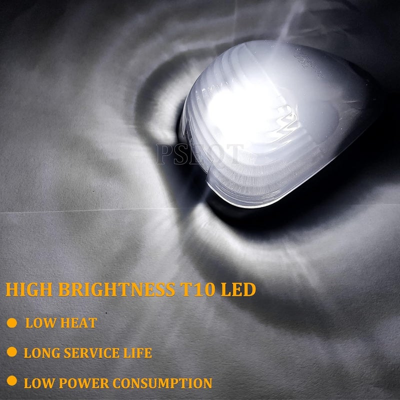 PSEQT 10 LED White Cab Roof Marker Lights for Ford Super Duty (1999-2016) - Smoked Lens (5PCS) - Image 2