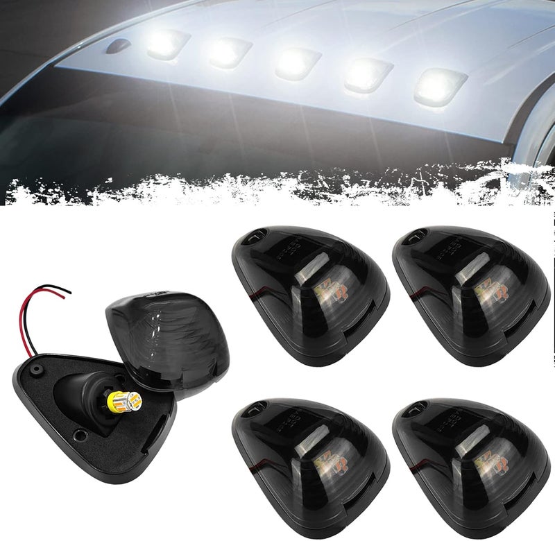 PSEQT 10 LED White Cab Roof Marker Lights for Ford Super Duty (1999-2016) - Smoked Lens (5PCS) - Image 1
