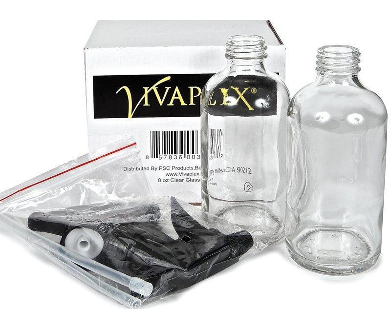 Vivaplex 2 Large 8 oz Empty Clear Glass Spray Bottles with Black Trigger Sprayers - Image 3