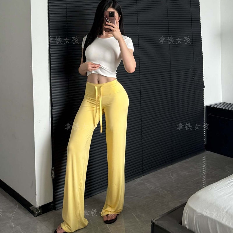 Latte Girl Yoga Pants for Women - Summer Thin Relaxed Fit Slimming Wide Leg Trousers for Gym Yoga - Image 2