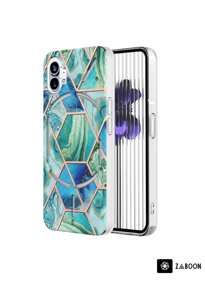 Zaboon Protective Case For Nothing Phone 1 Electroplating IMD Splicing Marble TPU  - Image 1