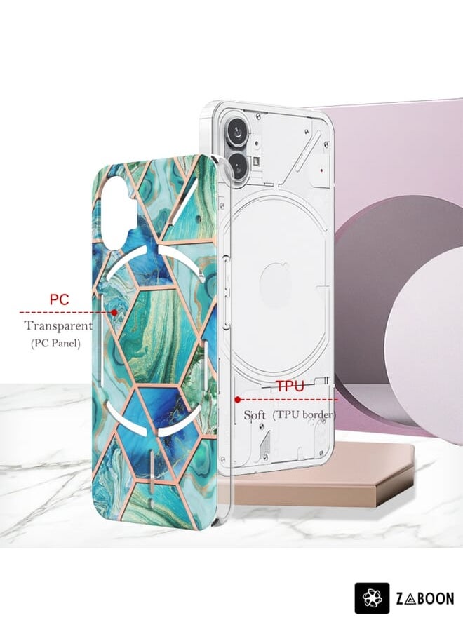 Zaboon Protective Case For Nothing Phone 1 Electroplating IMD Splicing Marble TPU  - Image 4