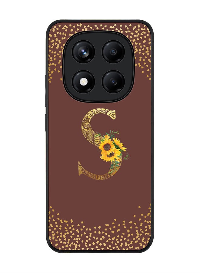 Stylizedd For Xiaomi Redmi Note 14 Pro 4G 4G Case,Slim fit Camera Protection, Shockproof Thin Phone cover  - Custom Floral Monogram - S  (Brown ) - Image 1
