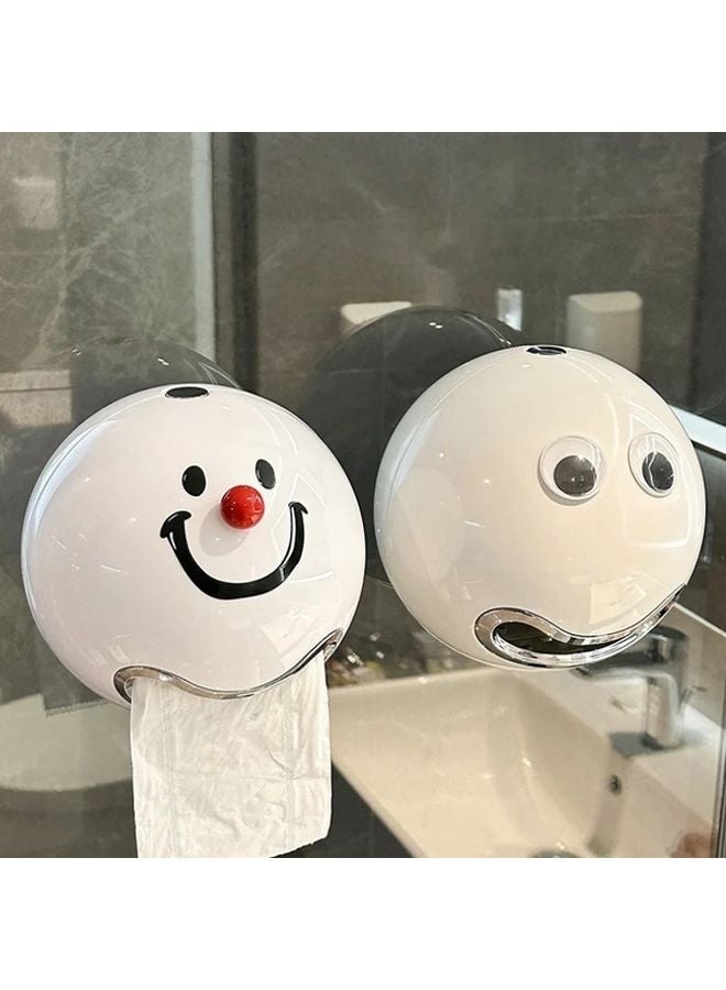 Smiling Face No Drill Wall Mounted Waterproof Toilet Paper Holder Durable Plastic Bathroom Organizer - Image 4