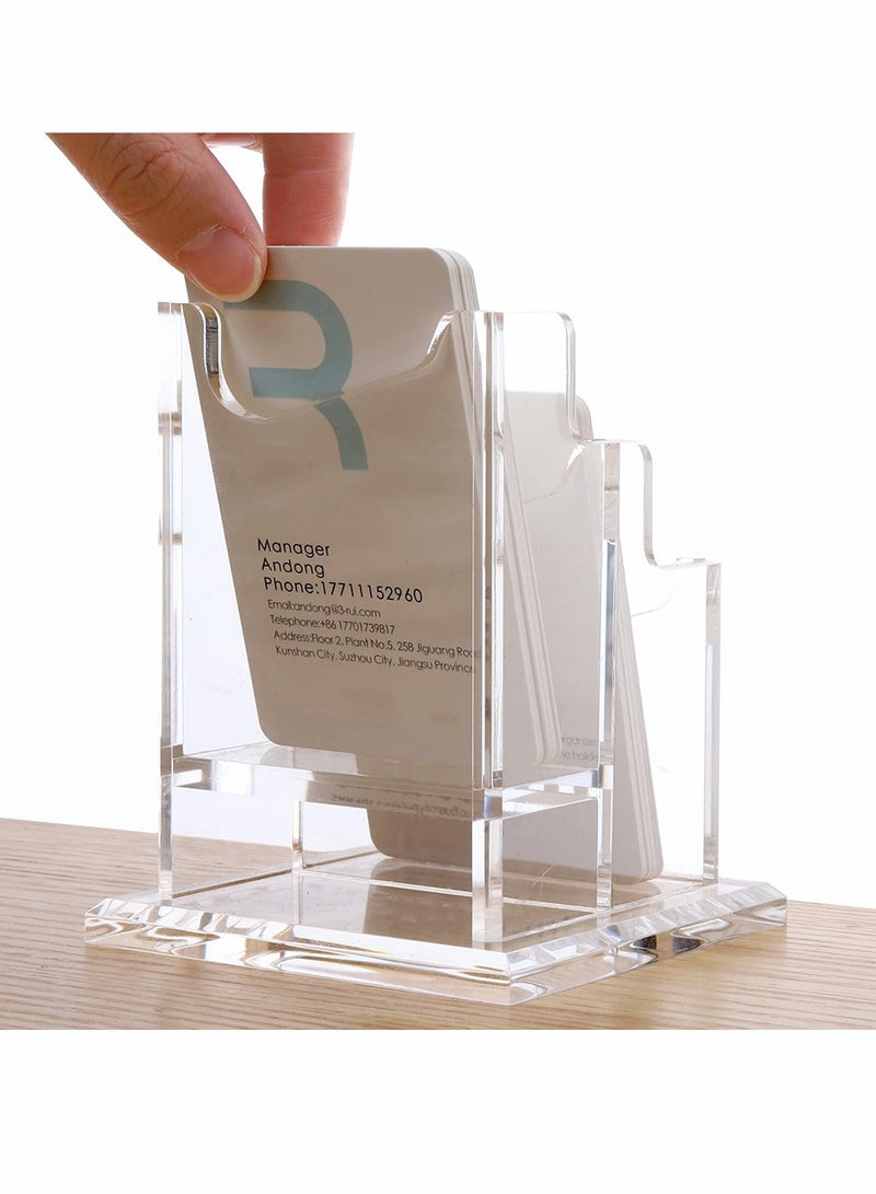 SOLARAE Business Card Holder, Acrylic Business Card Holder for Desk Clear Business Card Stand Desktop Business Card Holders Plastic Business Card Display for Exhibition, Home, and Office - Image 4
