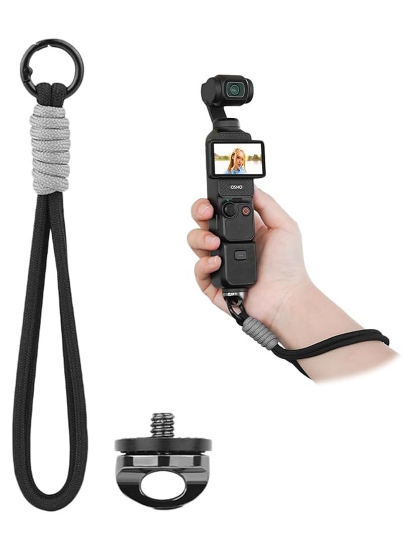 Generic Camera Wrist Strap Lanyard with Screw for DJI Osmo Pocket 3 for Insta 360 X3/X4/X2 Universal Hand Strap for DSLR Cameras Action Cameras Selfie Sticks (Black)  - Image 1