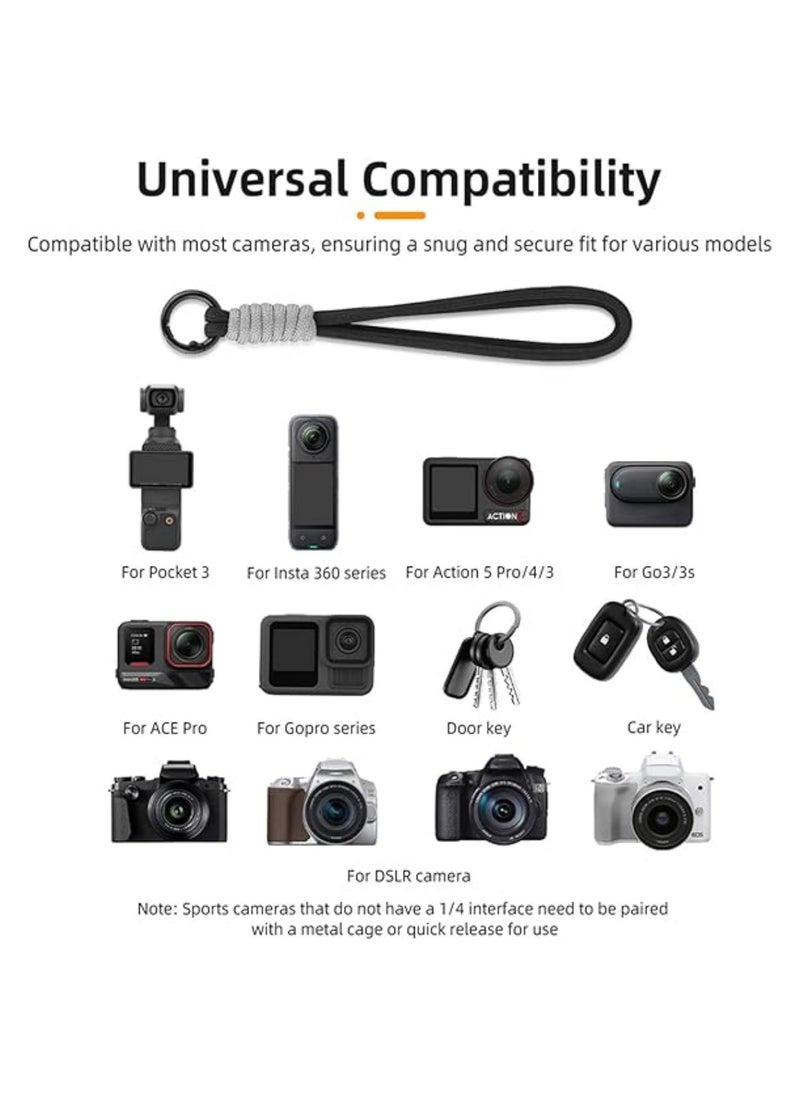 Generic Camera Wrist Strap Lanyard with Screw for DJI Osmo Pocket 3 for Insta 360 X3/X4/X2 Universal Hand Strap for DSLR Cameras Action Cameras Selfie Sticks (Black)  - Image 2
