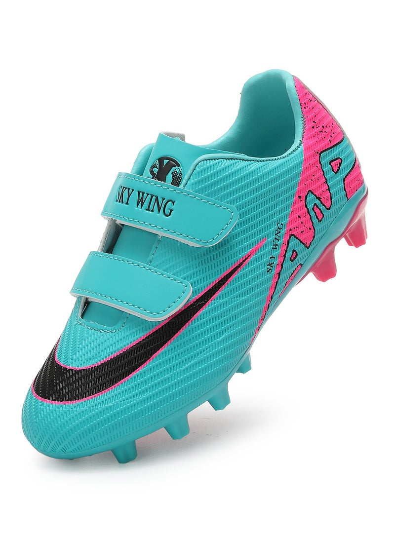 جناح السماء حذاء كرة قدم SKY WING للأولاد والبنات بنعل FG مزود بخطاف وحلقة حذاء كرة قدم للجنسين للأطفال للاستخدام الداخلي والخارجي مناسب للأطفال الصغار والكبار  - Image 1