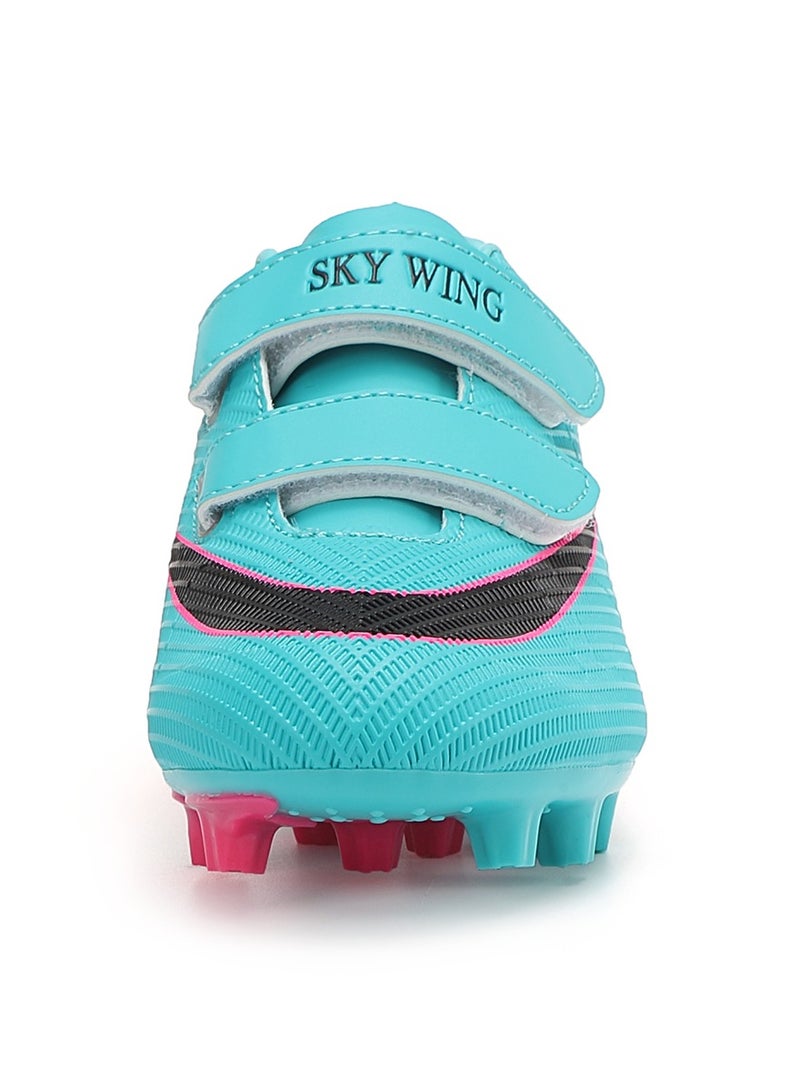 جناح السماء حذاء كرة قدم SKY WING للأولاد والبنات بنعل FG مزود بخطاف وحلقة حذاء كرة قدم للجنسين للأطفال للاستخدام الداخلي والخارجي مناسب للأطفال الصغار والكبار - Image 3