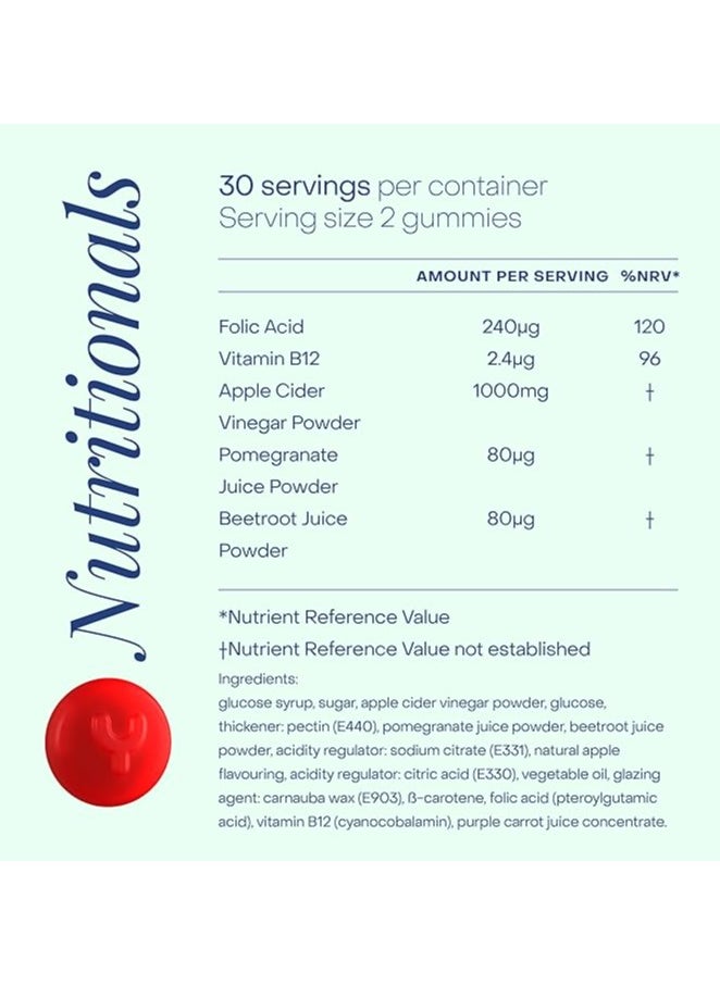 Yumi Nutrition Apple Cider Vinegar Gummies With The Mother X 60-1000Mg Apple Flavour  - Image 5