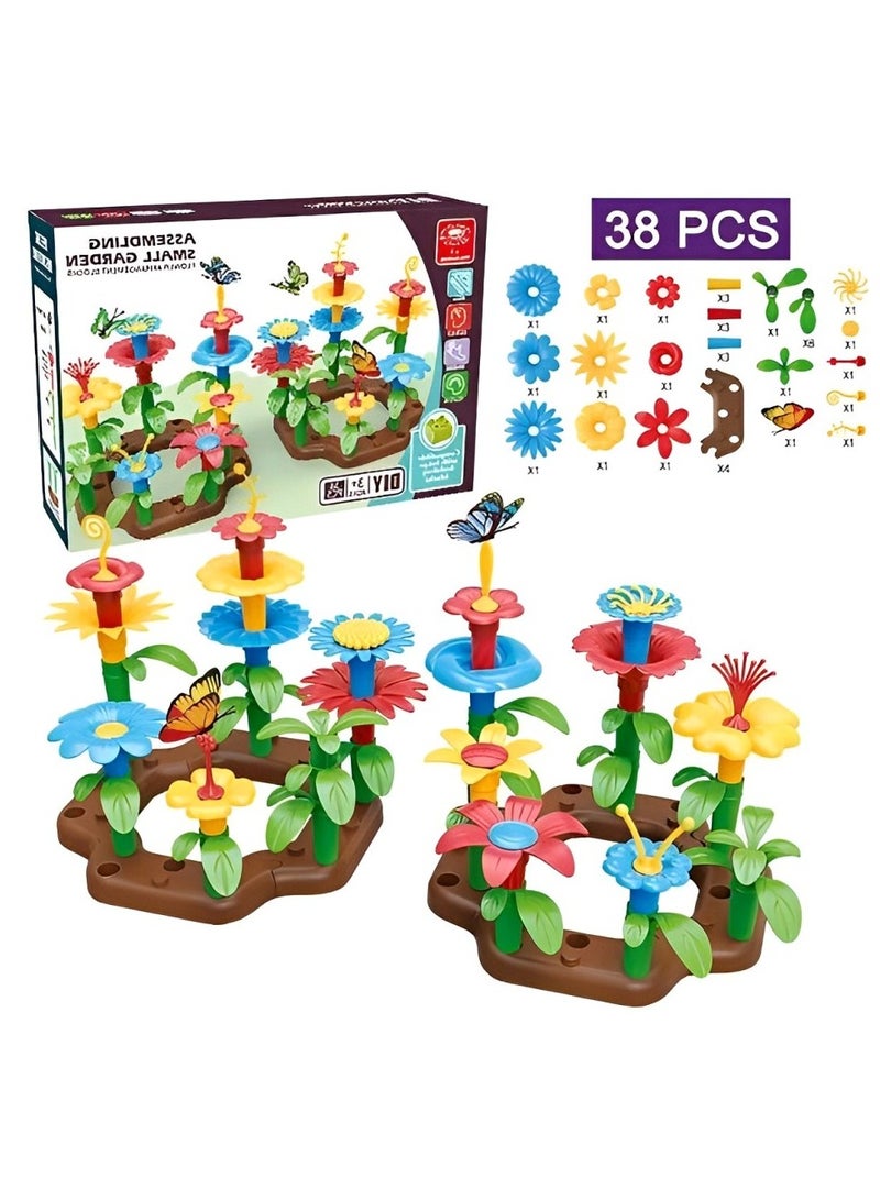 مجموعة زهور بلاستيكية تركيبية ملونة، ألعاب مونتيسوري لتعزيز التفكير التنموي وتنمية المهارات الحركية والحسية للأطفال الصغار، أدوات دعم التدريب للمعلمين والآباء، هدية مميزة (مجموعة من 38 قطعة) - Image 1