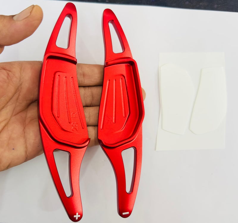 AUTO MT Red CNC Metal Paddle Shifter S-Koda Slavia Interior Styling Parts Extensions Car Paddle Shifter Cover Compatible with S-Koda Slavia Auto Accessories - Image 4