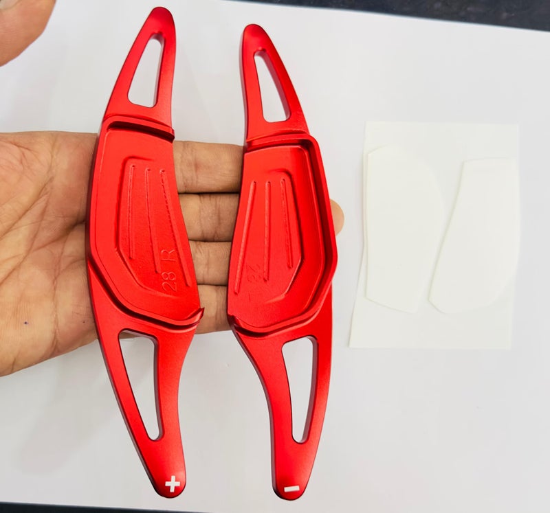 AUTO MT Red CNC Metal Paddle Shifter S-Koda Slavia Interior Styling Parts Extensions Car Paddle Shifter Cover Compatible with S-Koda Slavia Auto Accessories - Image 1