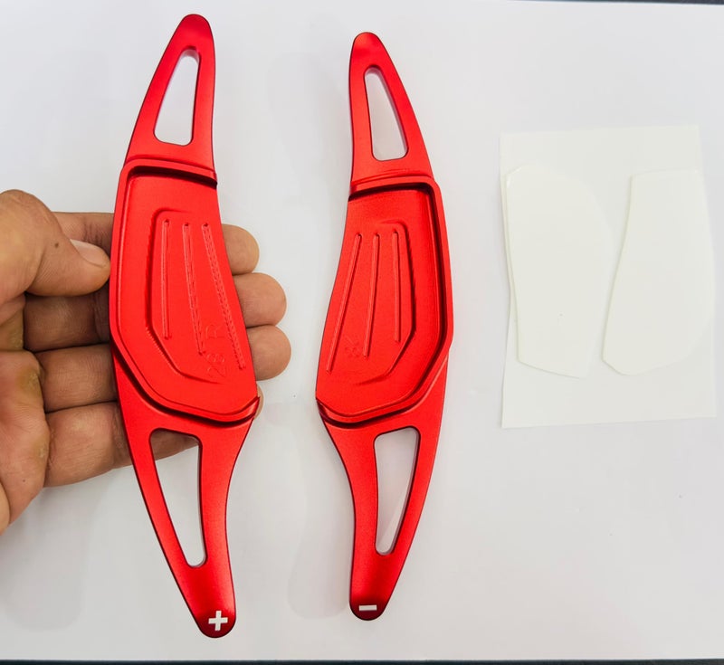 AUTO MT Red CNC Metal Paddle Shifter S-Koda Slavia Interior Styling Parts Extensions Car Paddle Shifter Cover Compatible with S-Koda Slavia Auto Accessories - Image 2