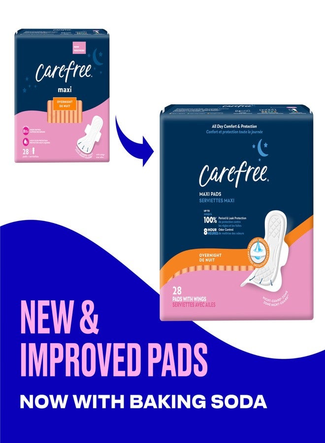 Carefree Maxi Pads for Women, Overnight Pads with Wings, 28ct | Carefree Pads, Feminine Care, Period Pads & Postpartum Pads | 28ct (Pack of 1 - Image 2