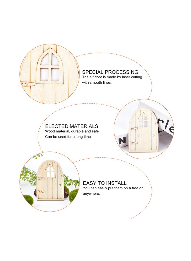 Zikra Fairy Garden Door, 30 Pcs Unpainted Wooden Fairy Door, Mini Blank Garden Door Decoration Pieces Hollow Out Wood Elf Door for Miniature DIY Craft Embellishments, for Fairy Tale Education Learning Toy - Image 5