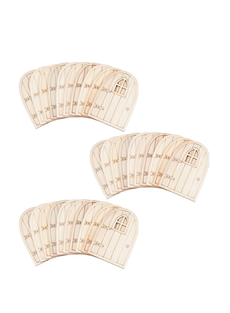 Zikra Fairy Garden Door, 30 Pcs Unpainted Wooden Fairy Door, Mini Blank Garden Door Decoration Pieces Hollow Out Wood Elf Door for Miniature DIY Craft Embellishments, for Fairy Tale Education Learning Toy - Image 2