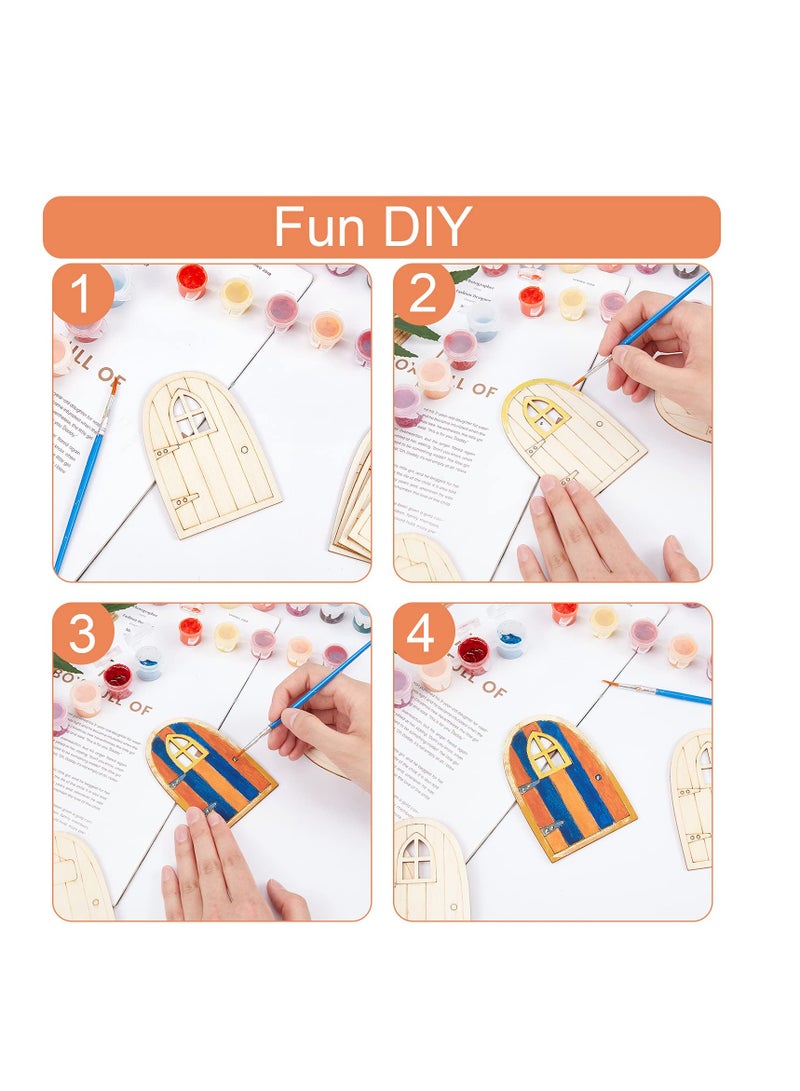 Zikra Fairy Garden Door, 30 Pcs Unpainted Wooden Fairy Door, Mini Blank Garden Door Decoration Pieces Hollow Out Wood Elf Door for Miniature DIY Craft Embellishments, for Fairy Tale Education Learning Toy - Image 4