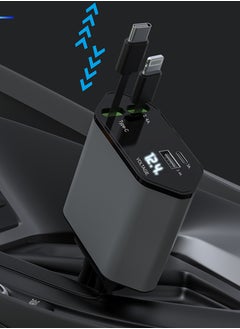 STILL Retractable Car Charger with Dual USB & Type-C Outputs, 4-in-1 Fast Charging Cable, 120W PD, 2.4A, Blue Soft Light Indicator, Adjustable 180° Rotation,For iphone12/13/14/15/16 ,Androiod /Huawei / Samsung / Oppo  - Image 4