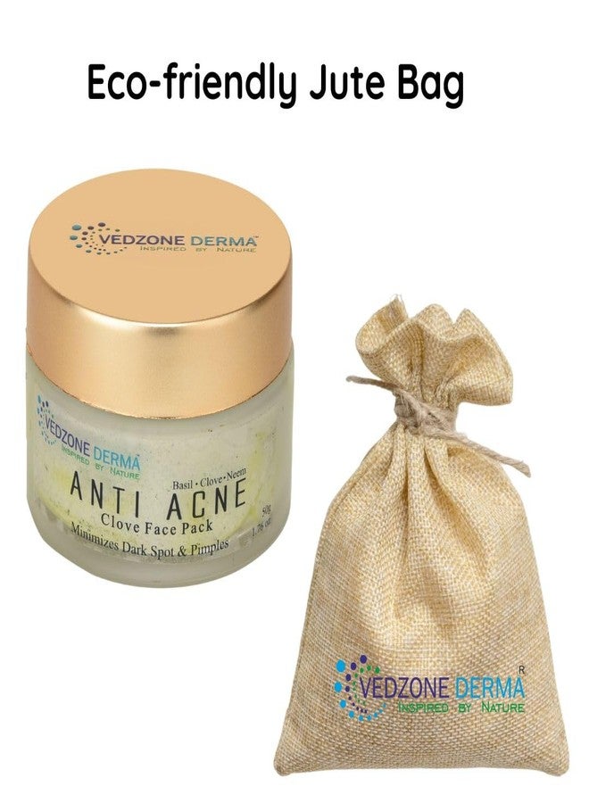 Vedzone Derma Natural Ayurvedic Anti Acne Face Pack 50g | Herbal Face Pack for Pimples, Dark Spots & Oily Skin | Enriched with Clove, Basil & Neem | Gentle Skin Purifying & Anti-Blemish Care - Image 2