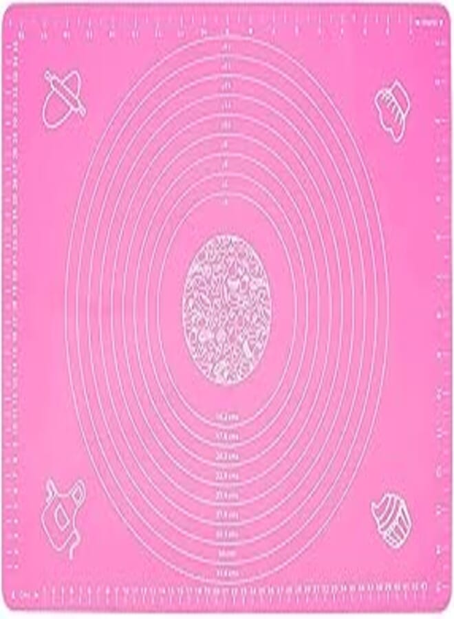 Silicone Baking Mat for Pastry Rolling Dough with Measurements 50 x 40cm Kneading Mat BPA Free Nonstick and Non Slip Pink Table Sheet Baking Supplies for Bake Pizza Cake