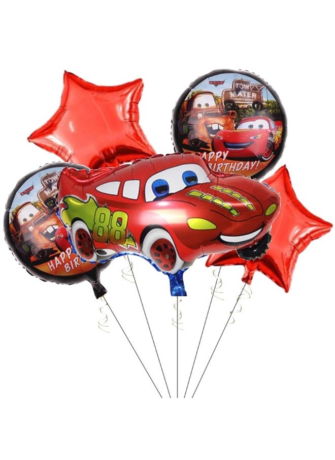 ALY - 5PCS Lightning McQueen Cars Foil Balloons For Kids Birthday Baby Shower Car Theme Party Decorations - Image 1