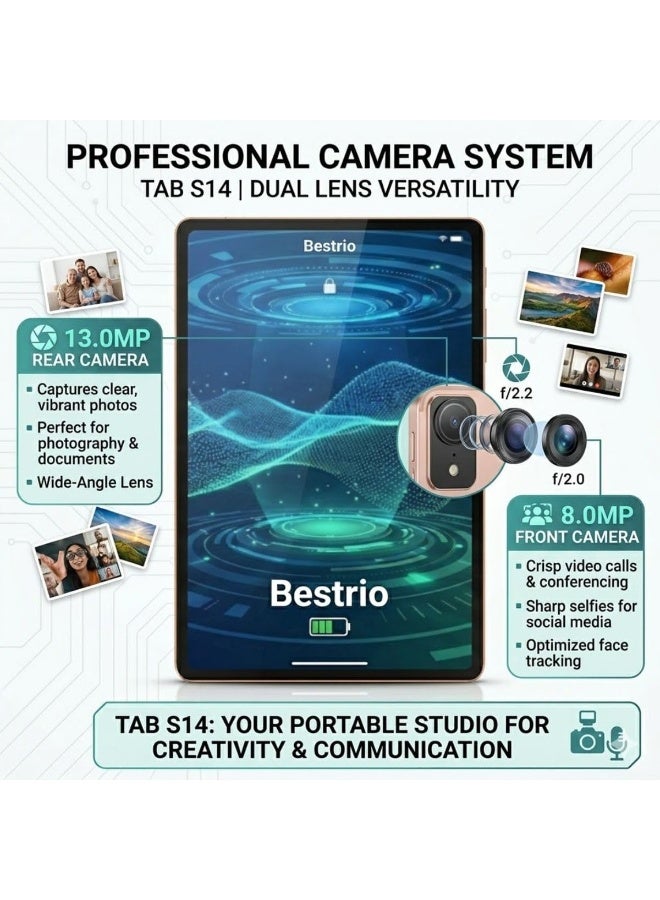 Bestrio Tab S14 10.1" HD 5G Tablet – Powerful Octa-Core, 8GB RAM, 512GB Storage, Dual SIM, Long-Lasting 6000mAh Battery - Image 4