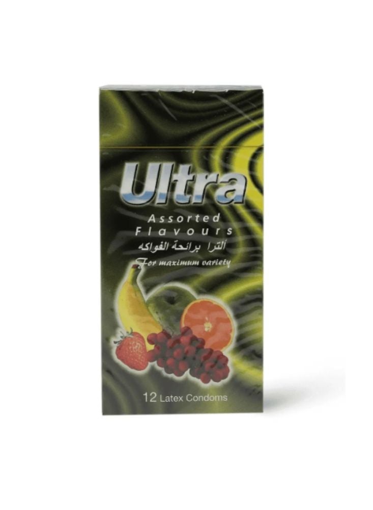 بريميم واقيات ذكرية بنكهات الفواكه – لاتكس برائحة الفواكه المتنوعة (عبوة ١٢ قطعة) - Image 1