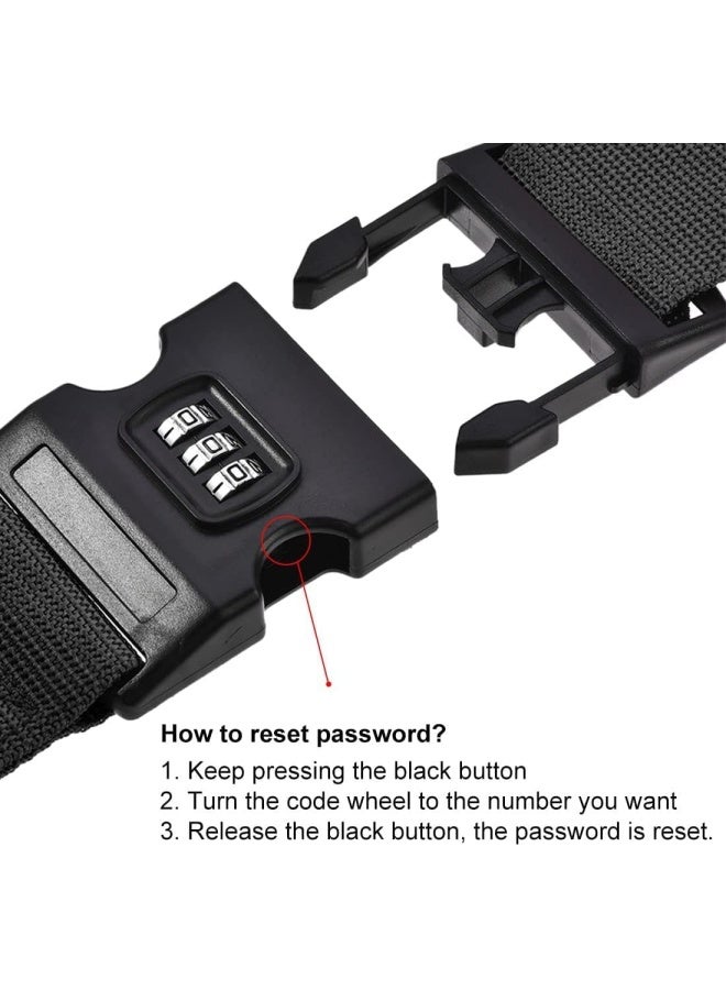 Premify 2 Pack Luggage Strap For Suitcases, Adjustable Suitcase Straps Belts With Number Lock Travel Accessories For Safely Closing The Suitcases While Travelling And Marking Luggage (Black)  - Image 2