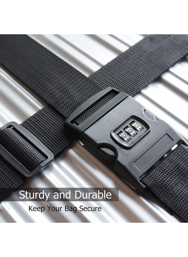 Premify 2 Pack Luggage Strap For Suitcases, Adjustable Suitcase Straps Belts With Number Lock Travel Accessories For Safely Closing The Suitcases While Travelling And Marking Luggage (Black)  - Image 5