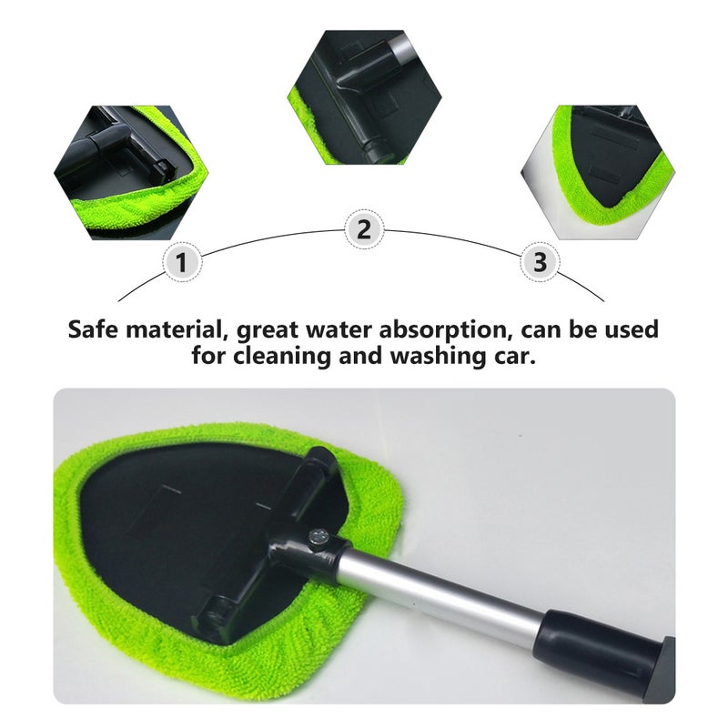 2pcs Windshield Cleaner Microfiber Car Window Cleaning Tool with Handle - Image 5