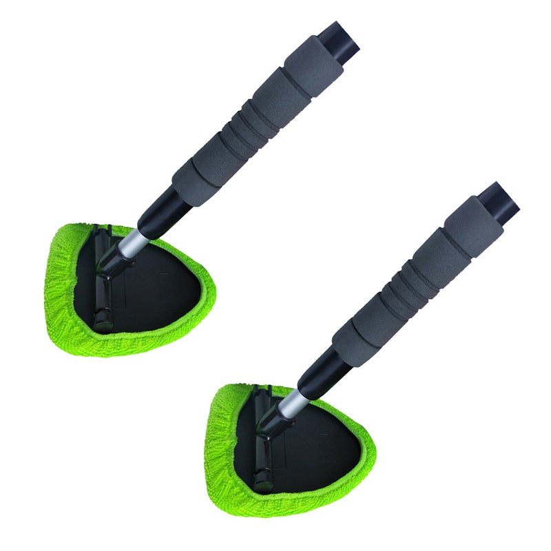 2pcs Windshield Cleaner Microfiber Car Window Cleaning Tool with Handle - Image 1