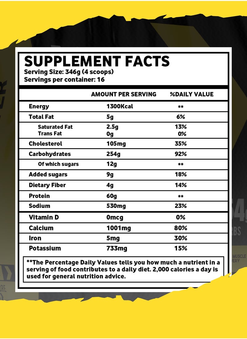 SPORTER Sporter Mass Gainer – 12lb | 60g Protein Per Serving | High-Calorie Muscle Builder | Creatine, BCAA & MCT Oil | Chocolate Flavor | Weight Gain & Recovery Formula  - Image 3