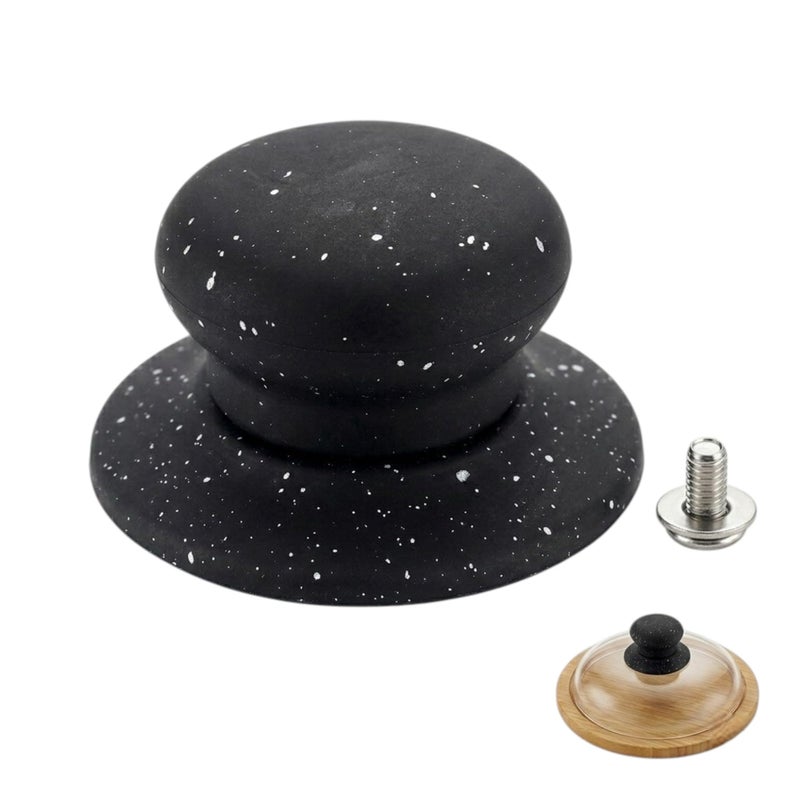 Black Speckled Lid Knob with Screw, Replacement Pot Cover Handle, Round (1) - Image 1