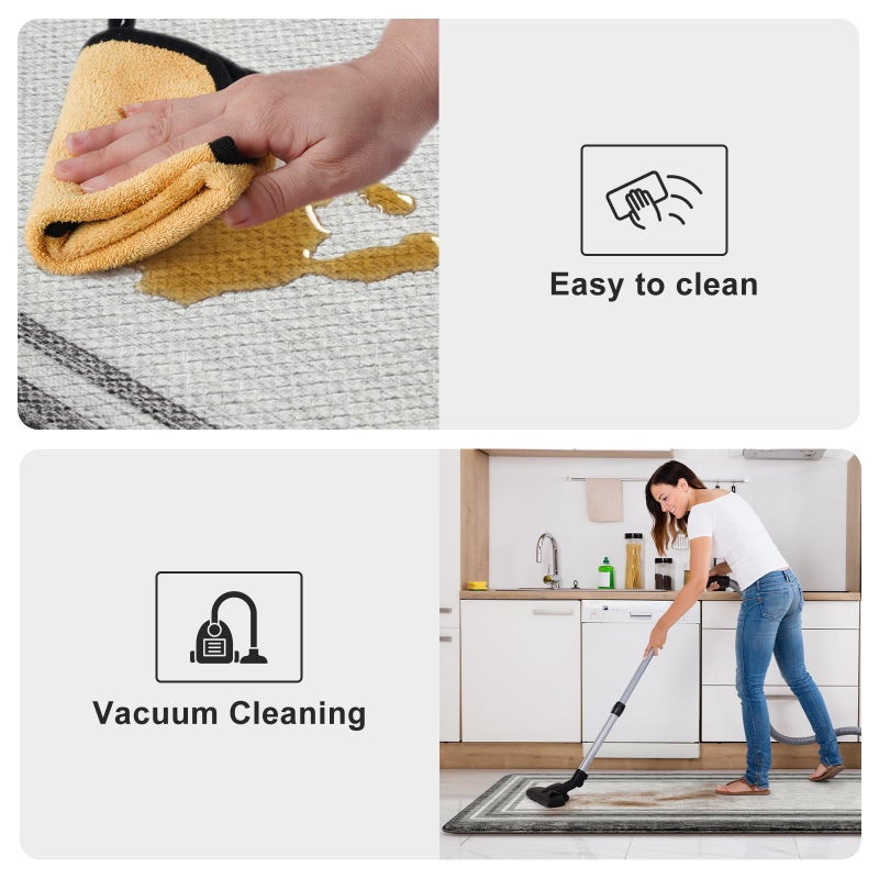 KIMODE Anti Fatigue Kitchen Mats for Floor 2PCS,17"x47"+17"x29" Farmhouse Kitchen Rugs Non Slip Rubber Backing,Waterproof Cushioned Standing Mat for Office,Laundry,Sink,Desk,Grey - Image 5