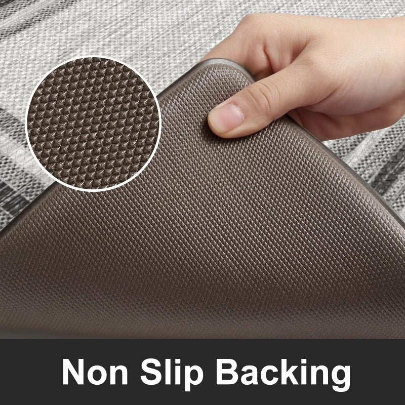 KIMODE Anti Fatigue Kitchen Mats for Floor 2PCS,17"x47"+17"x29" Farmhouse Kitchen Rugs Non Slip Rubber Backing,Waterproof Cushioned Standing Mat for Office,Laundry,Sink,Desk,Grey - Image 4
