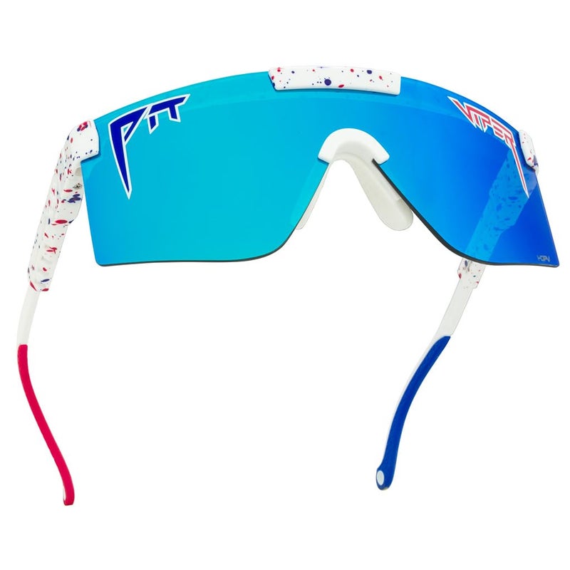 Pit Viper Sunglasses I The Original 20 I Regular Fit I HDPV Polarized Lens Indestructible Frame I Turbo Adjustable for Perfect Fit I Micro Fiber Bag Retainer Straps I Blue Lens White Frame - Image 2